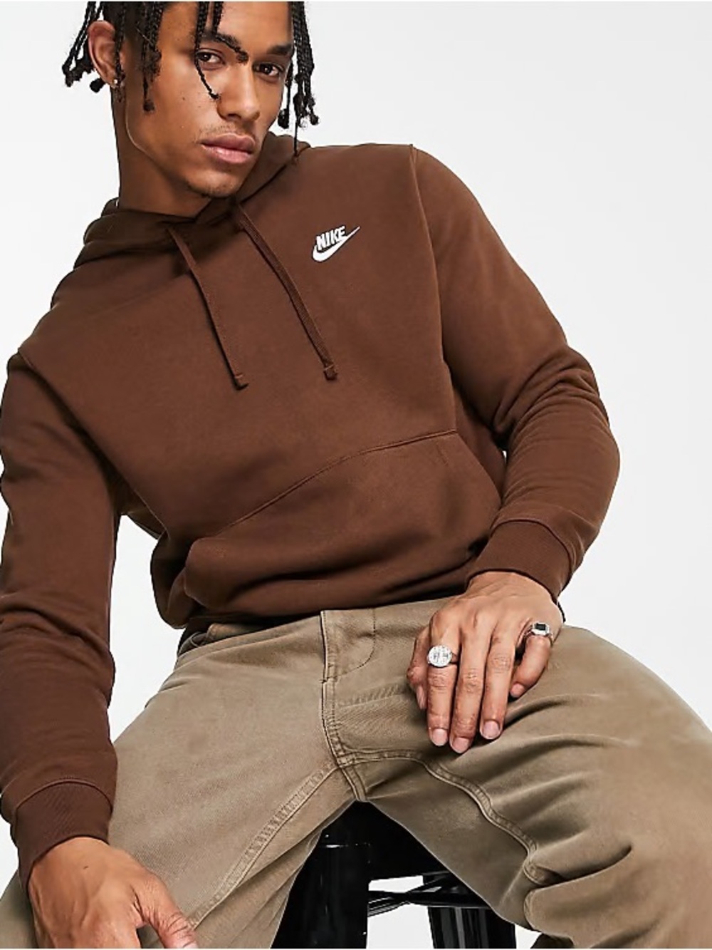Nike Brown Cotton Hoodie Sweatshirt